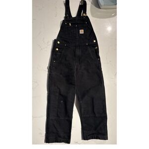 Carhartt double knee Black Canvas Bib Overalls